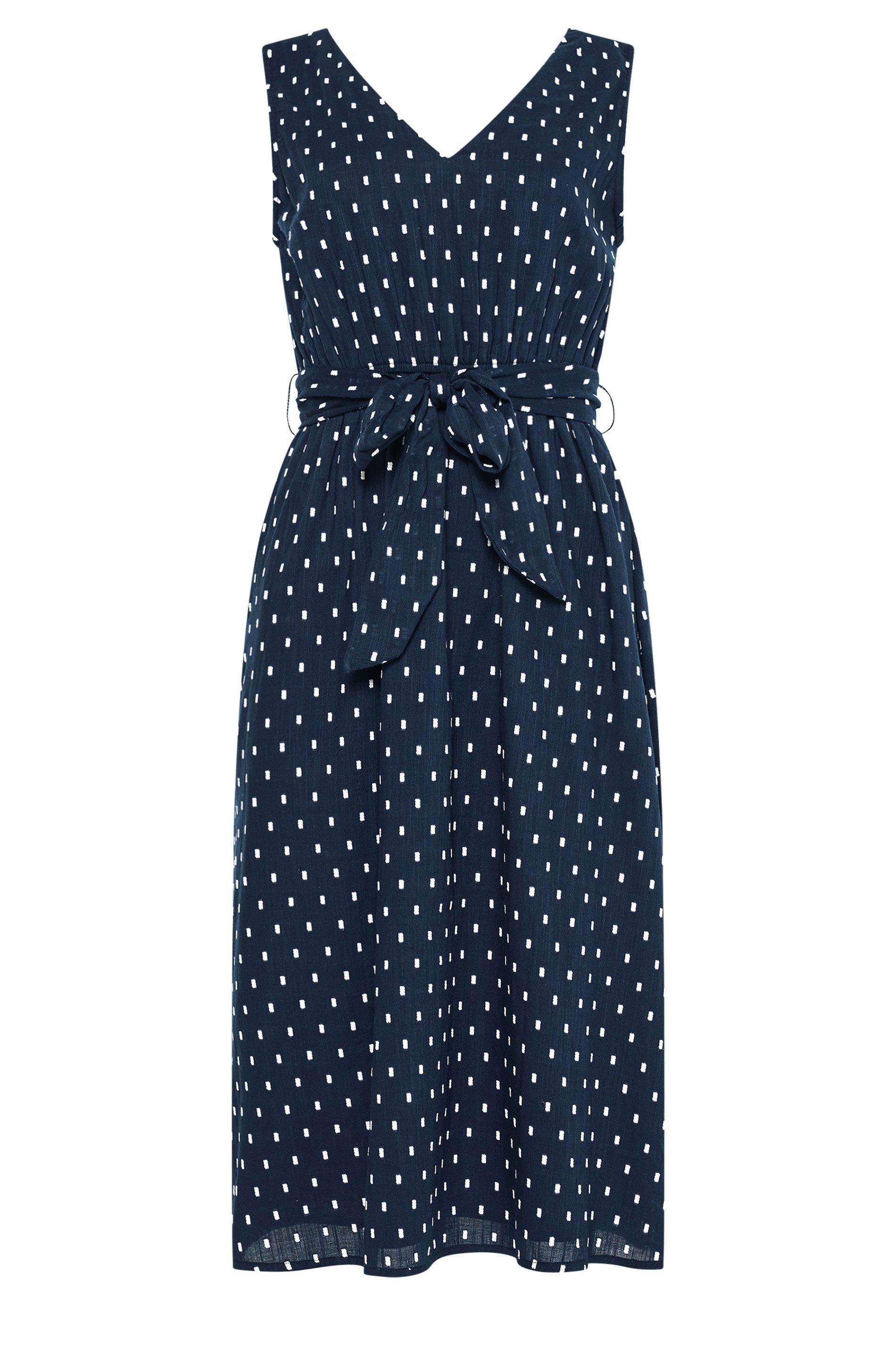 M&Co Dobby Tie Waist Midi Dress