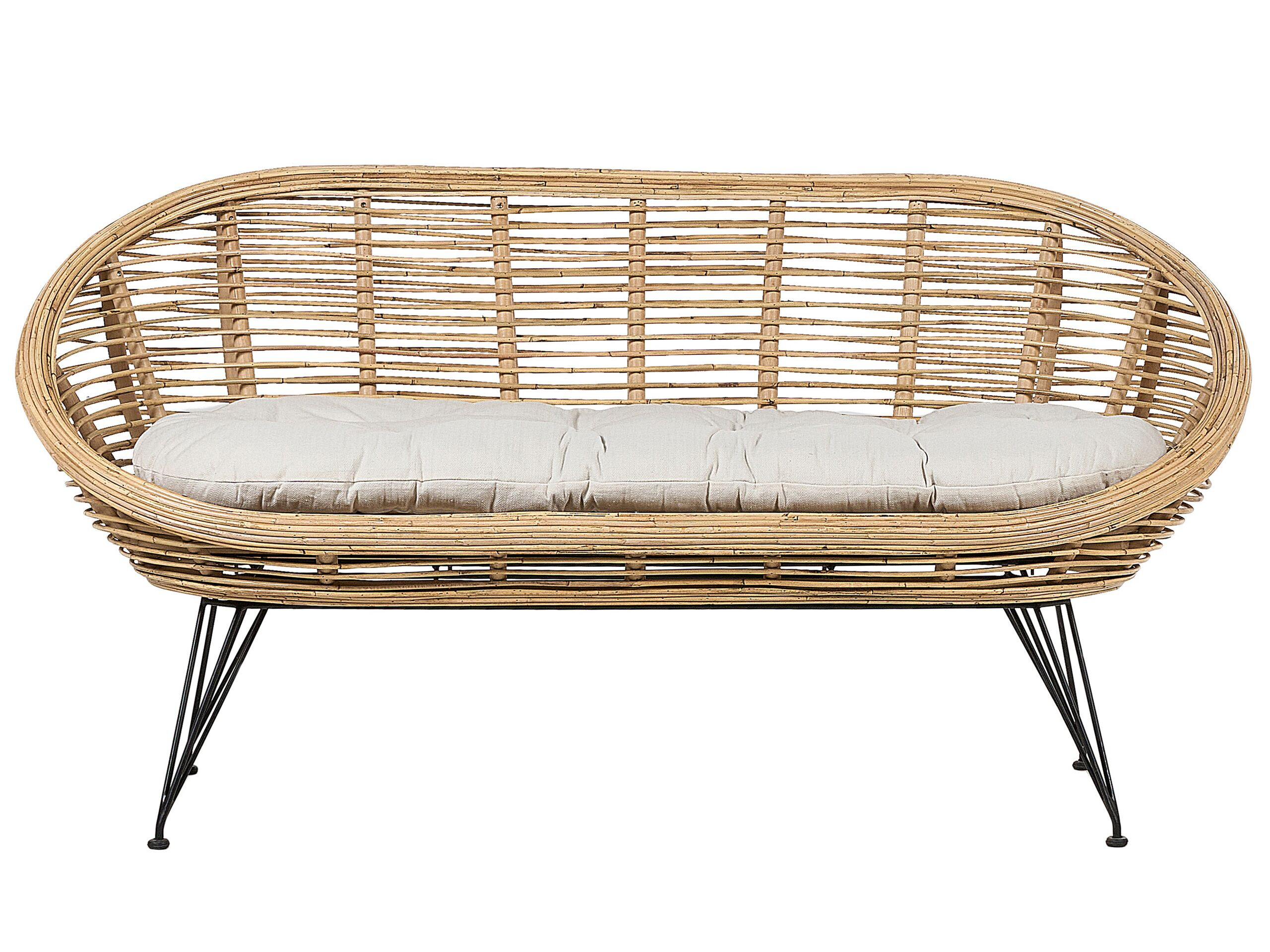 Sofa 2-osobowa rattanowa naturalna