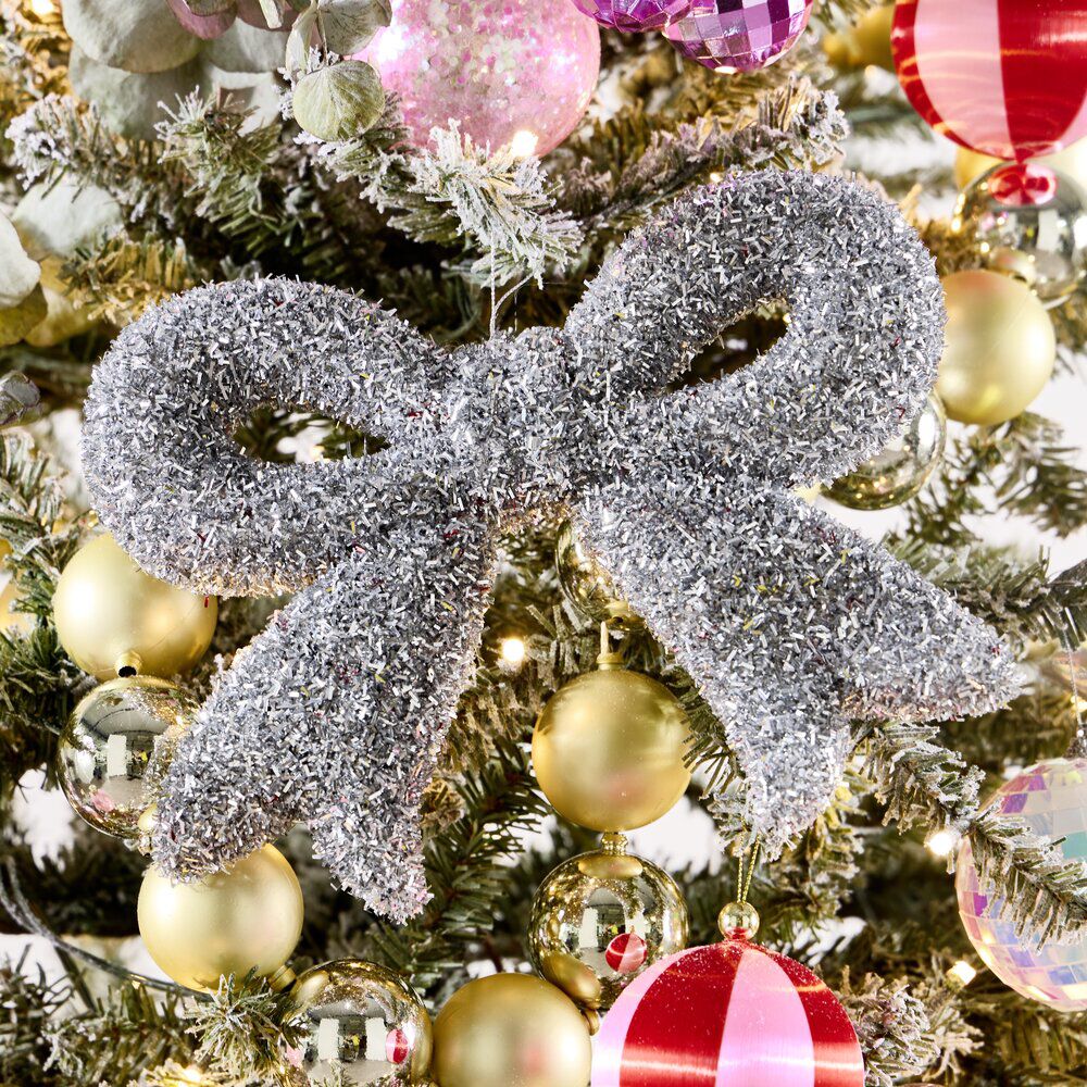 Noeud de No&euml;l pailleté à suspendre L25cm (3 modèles)