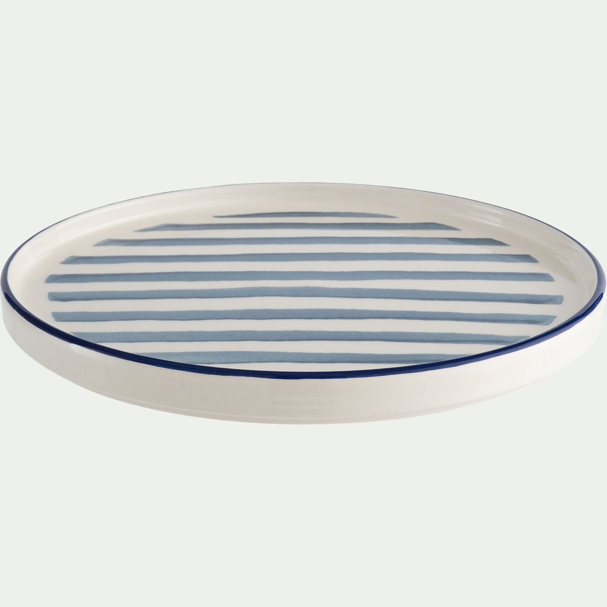 MAIKA - Assiette à dessert en céramique D20cm à rayures - blanc