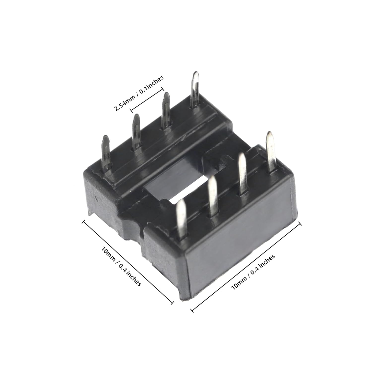10PCS 8P IC Socket, DIP Integrated Circuit IC Chip Sockets Adaptor 8 Flat Pin Solder Type 2.54mm Pitch Dual Row