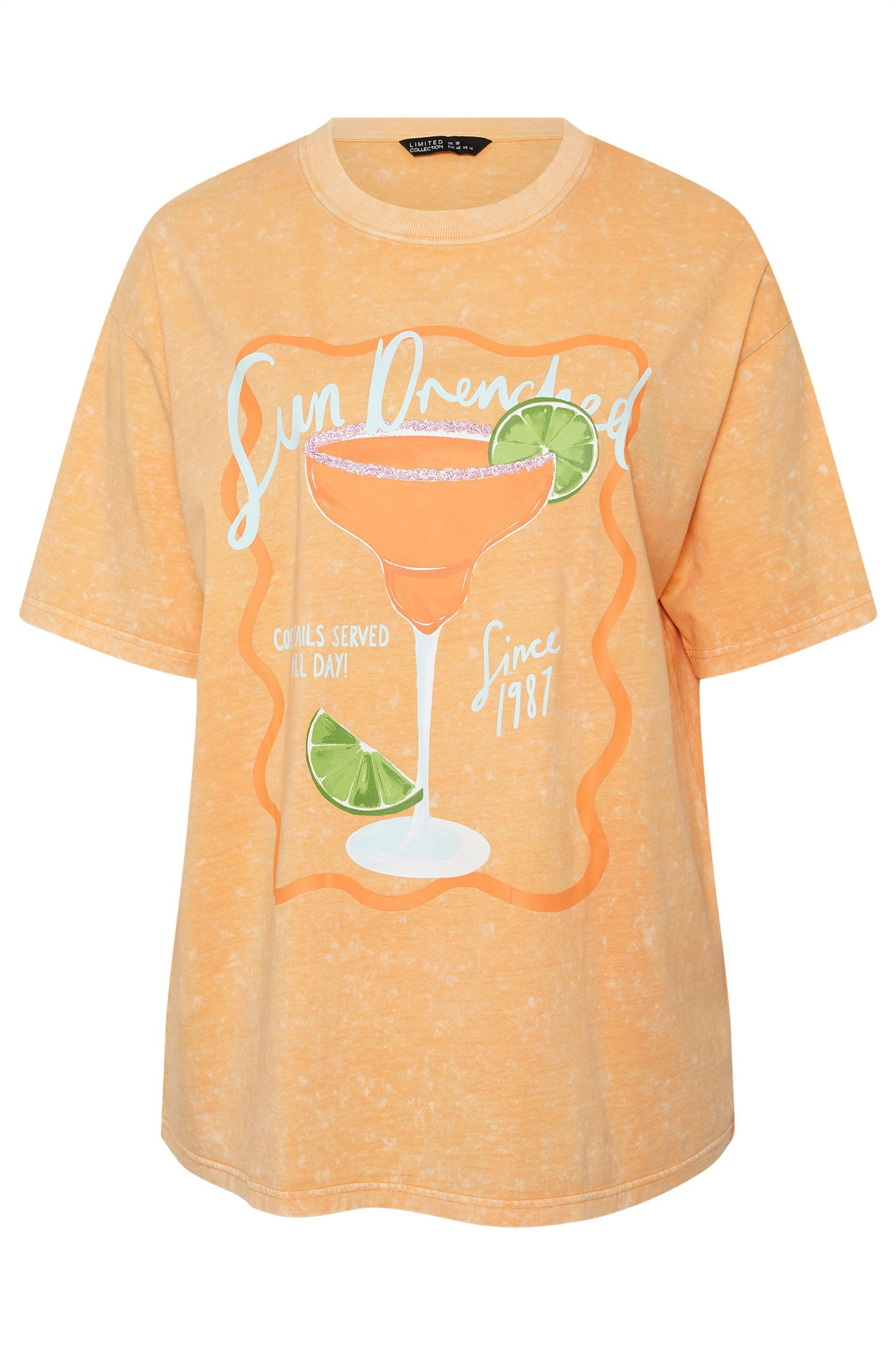 Yours Longline Graphic Acid Wash T-Shirt