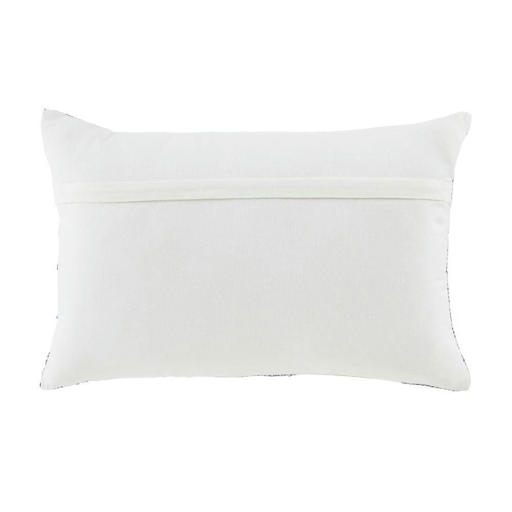 PELAGIE - Coussin à rayures bleues, jaune moutarde et écrues 40x60