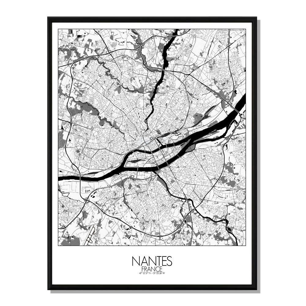 - Affiche Nantes Carte N&B 40x50