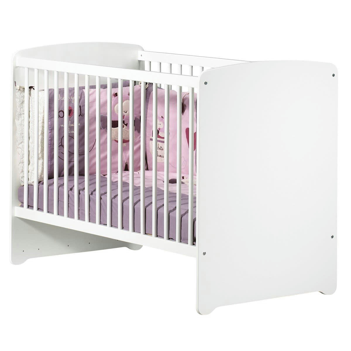 BASIC - Lit bébé 120x60 en bois en bois blanc