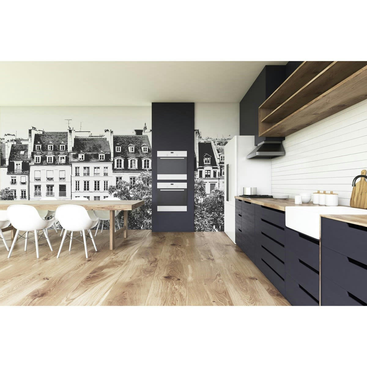 GRANDS BOULEVARDS - Papier peint panoramique en Papier Noir  384x270