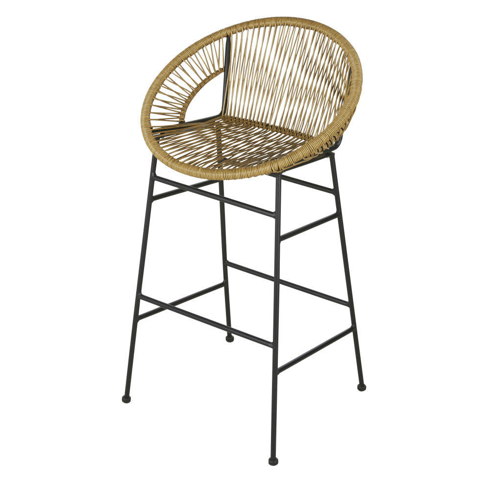 Copacabana Business - Lot de 2 chaises de bar professionnelles en résine beige et métal noir