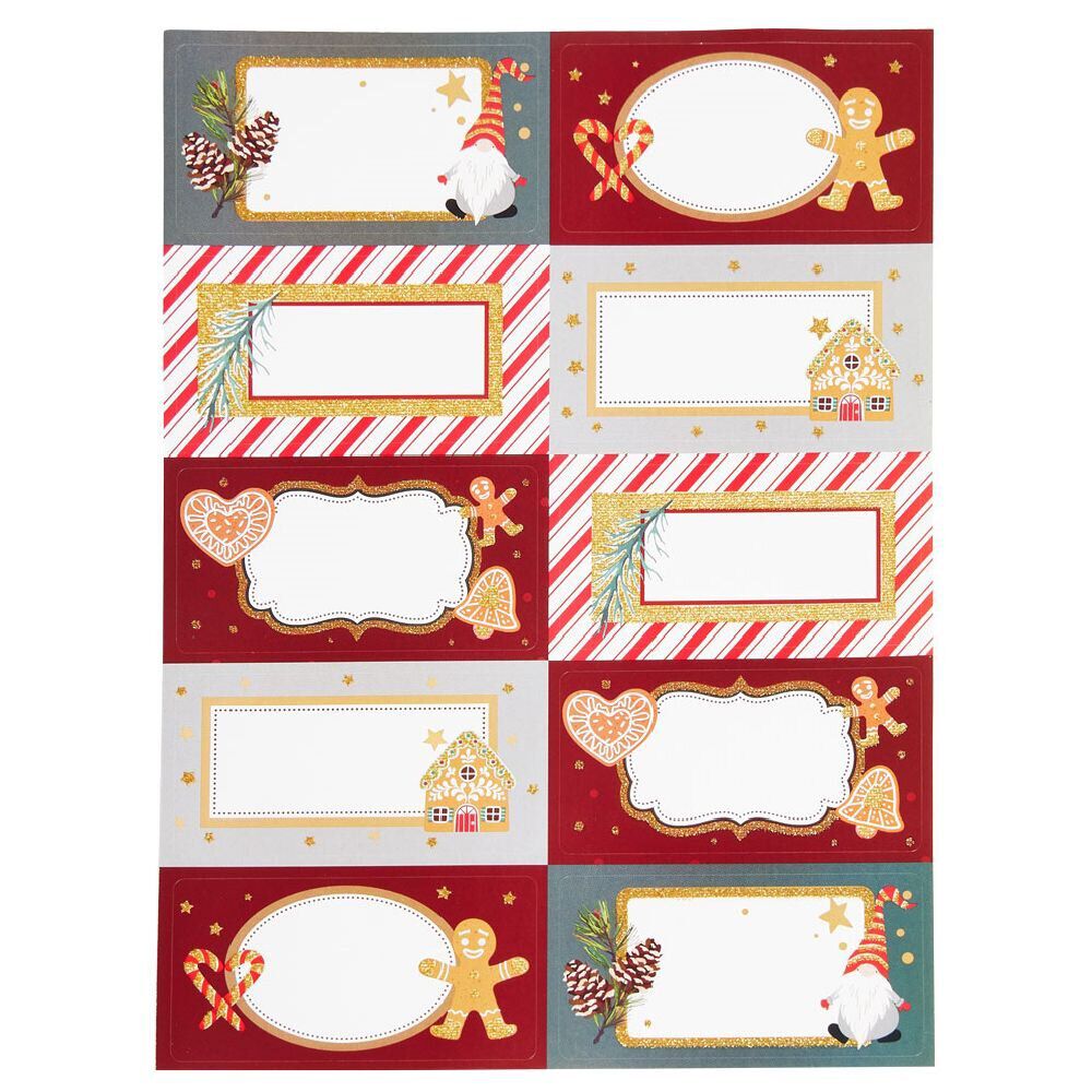 étiquette paquet cadeau paillette x10 (12 modèles)
