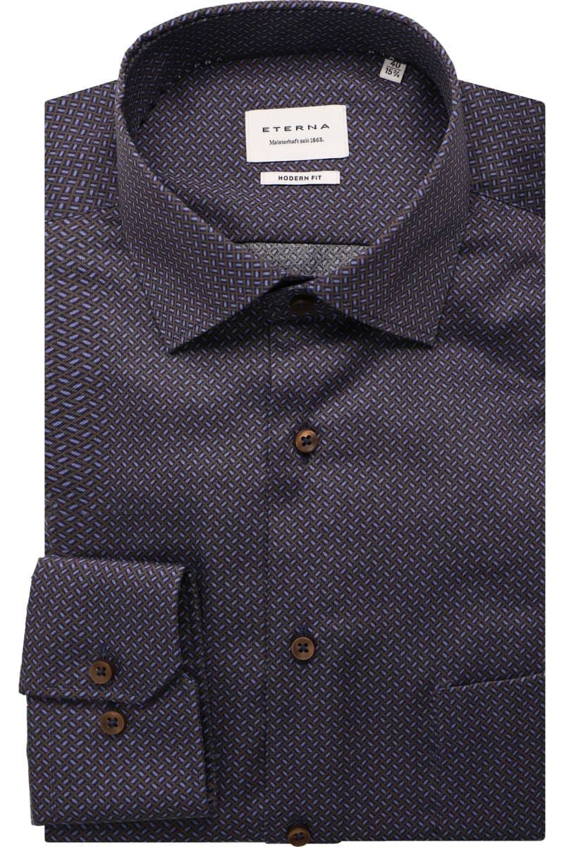 ETERNA Modern Fit Hemd marine, Bedruckt
