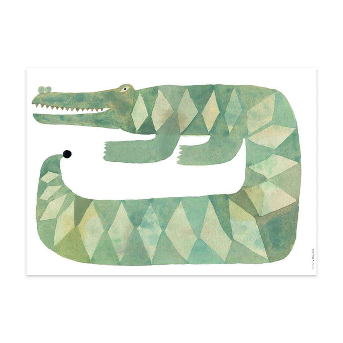 CROCODILE - Poster Gustav Le Crocodile vert en papier H50x70cm