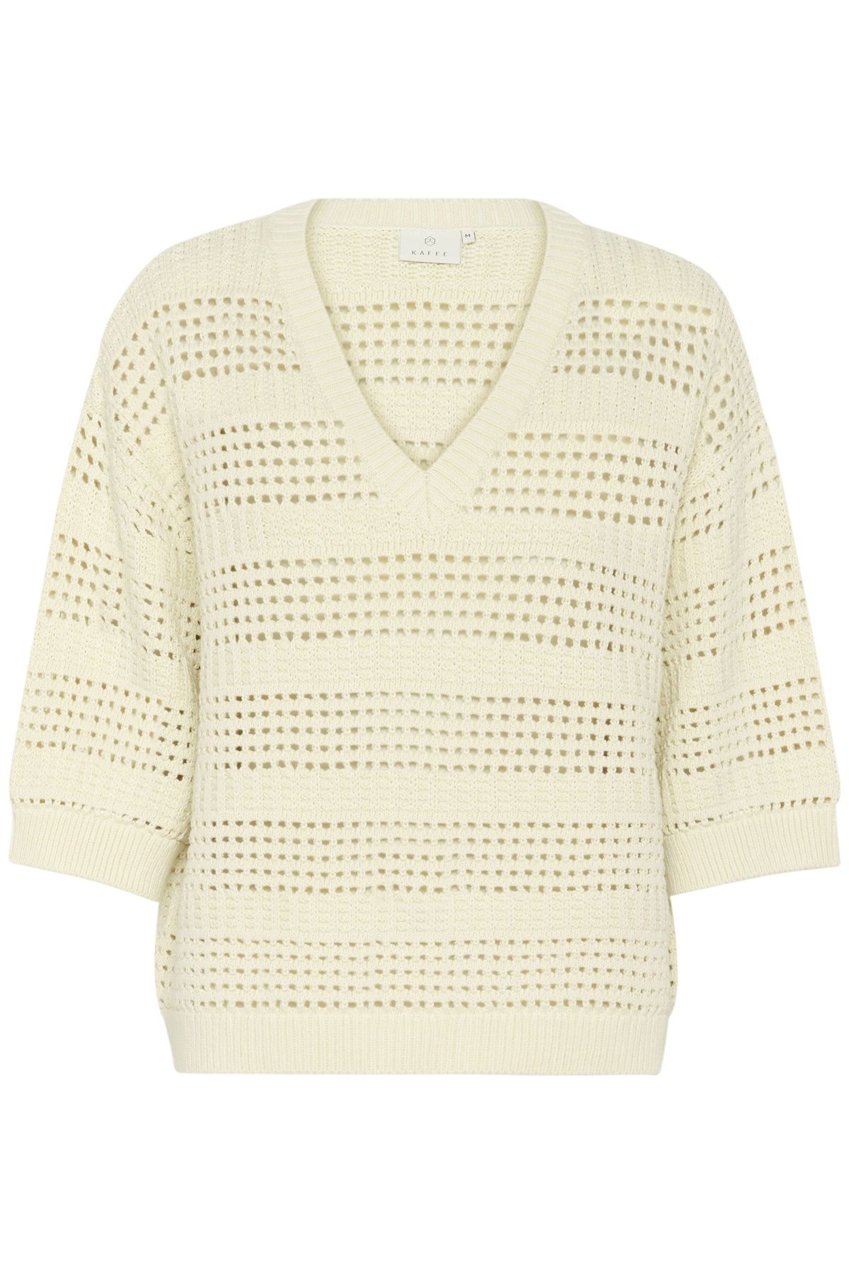 Kaffe KAteresa V-Neck 3/4 Sleeve Knit Pullover