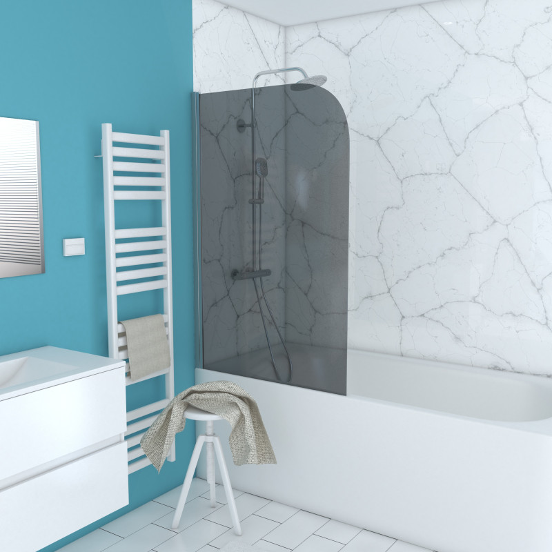 Paroi de bain Emily chromé 130 x 75 cm AURLANE