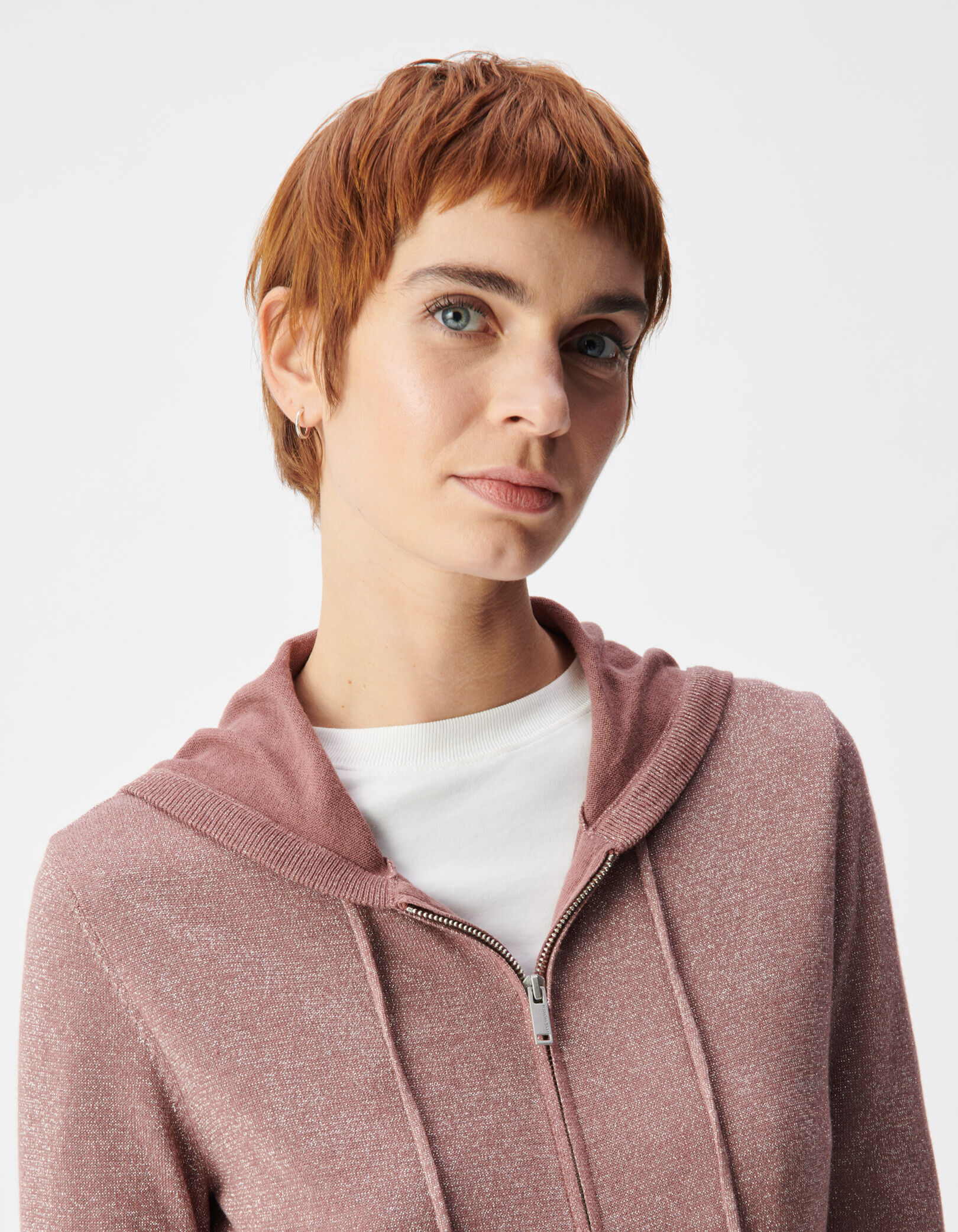 Cardigan capuche magnum tricot lurex chevrons dos Femme