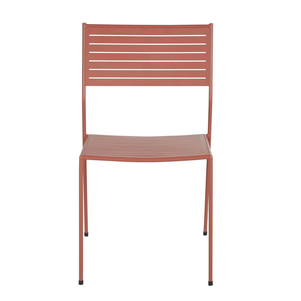 Teramo - Chaise de jardin empilable en acier terracotta