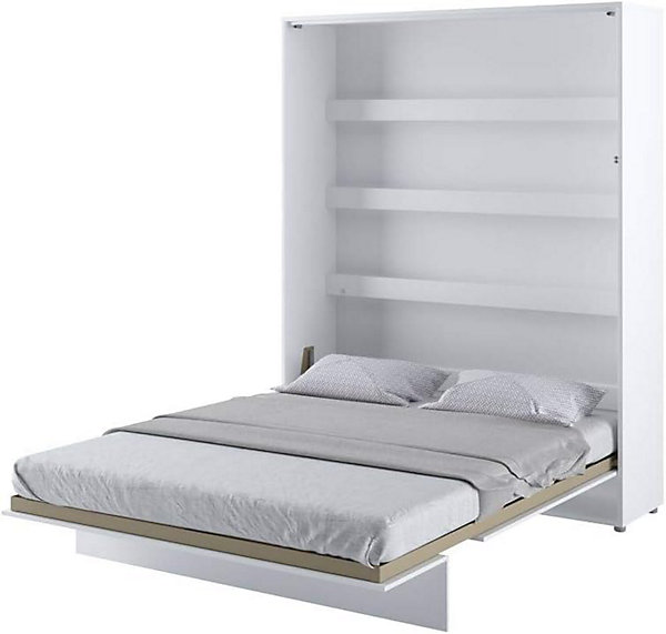 Lenart Armoire Lit escamotable Vertical 160x200 cm Blanc brillant Lit Mural Consus