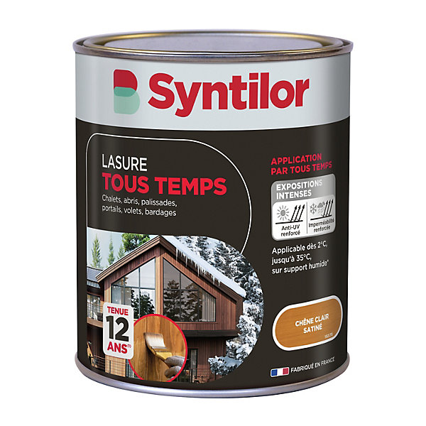 Lasure extérieure tous temps Syntilor chêne clair satin 1L