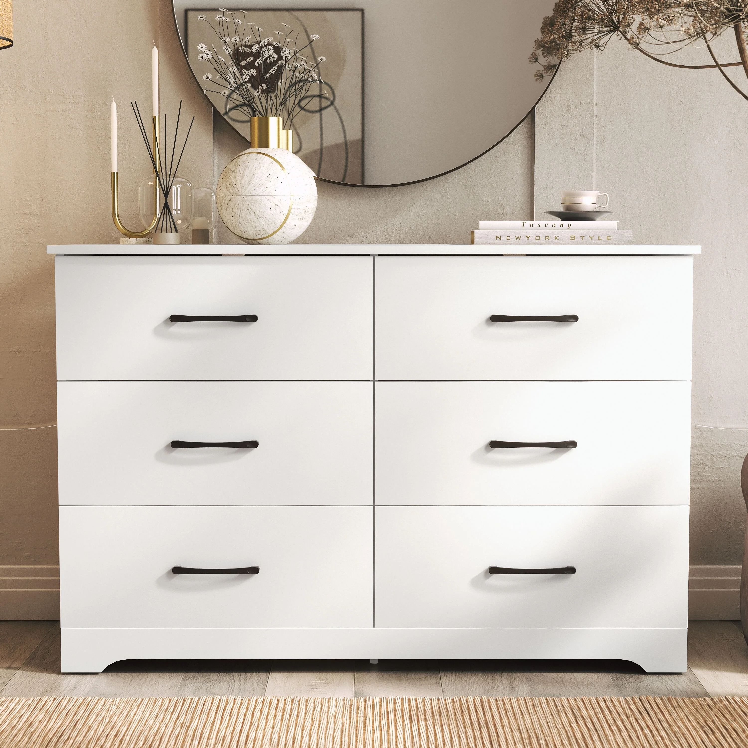 Darsh 6-Drawer Dresser Effortless Assembly & Stylish Storage Solution- 47.2''W x 15.7''D x 31.5''H