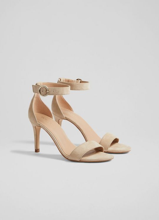 Ivy Beige Suede Heeled Sandals