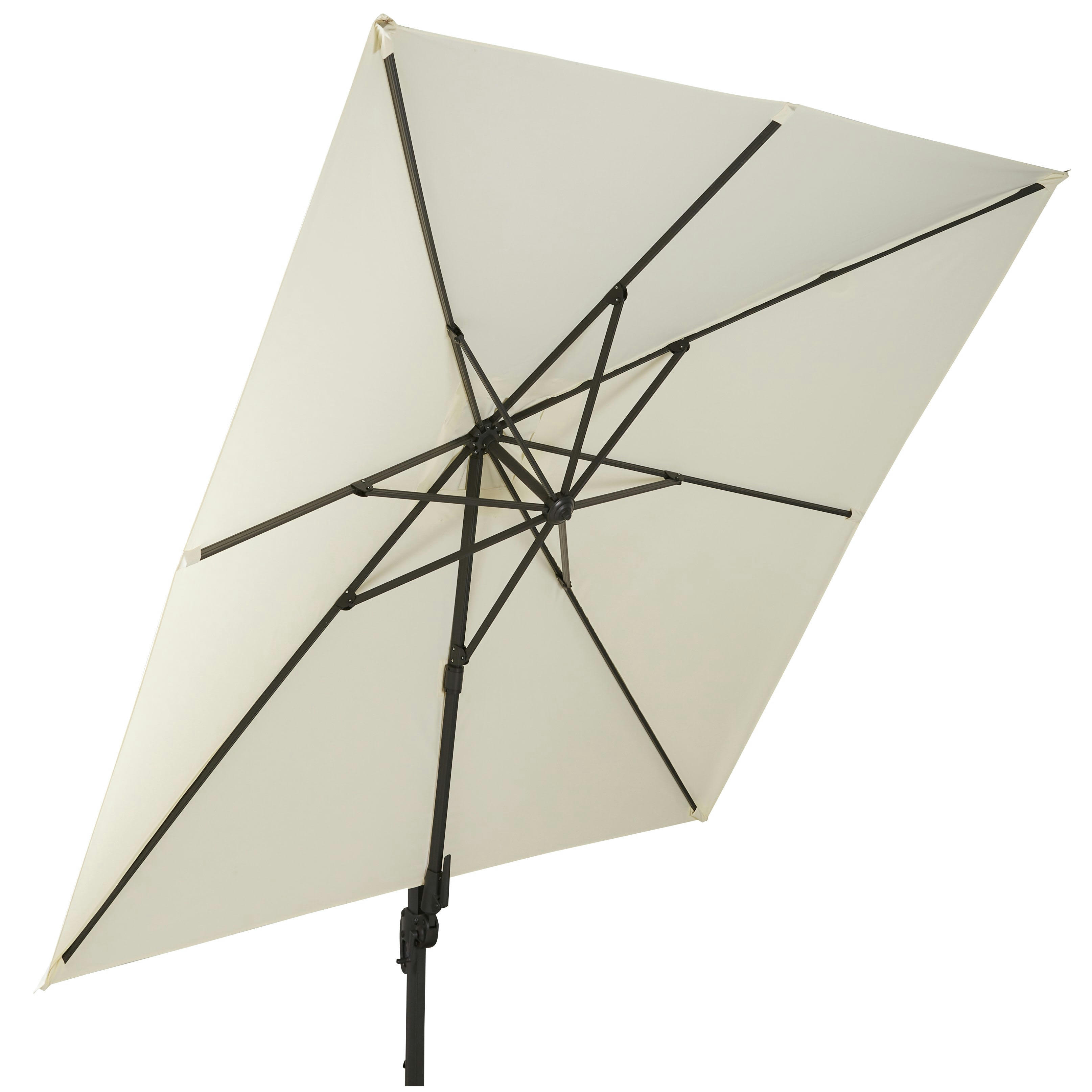 Aguadila - Parasol déporté 3x3 en aluminium gris anthracite et toile écrue
