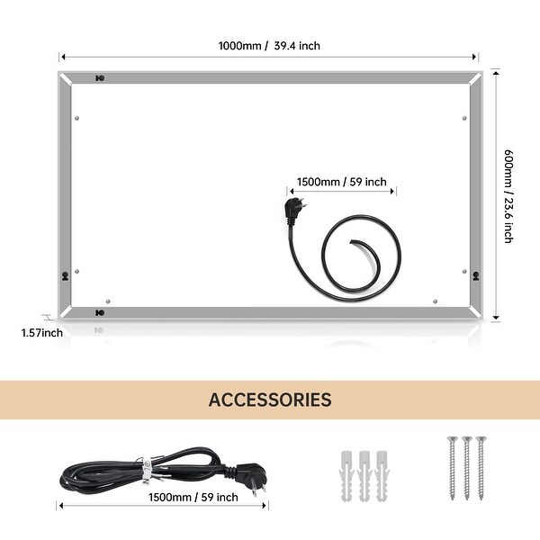 40x24 LED Wall-mounted Anti Fog Dimmer Function bathroom vanity mirror - 40 in. x 24 in.