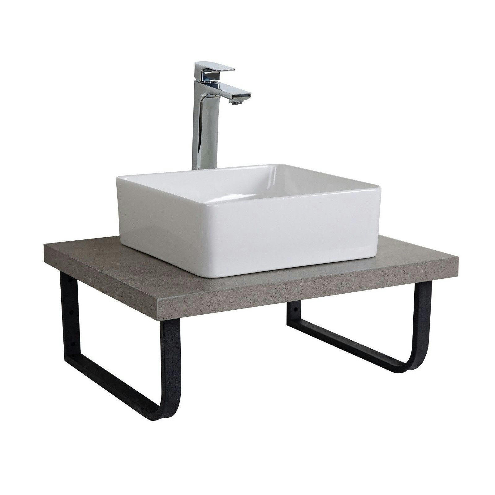 WILL - Plan de toilette  suspendu pour vasque  - 60 cm avec équerres métal