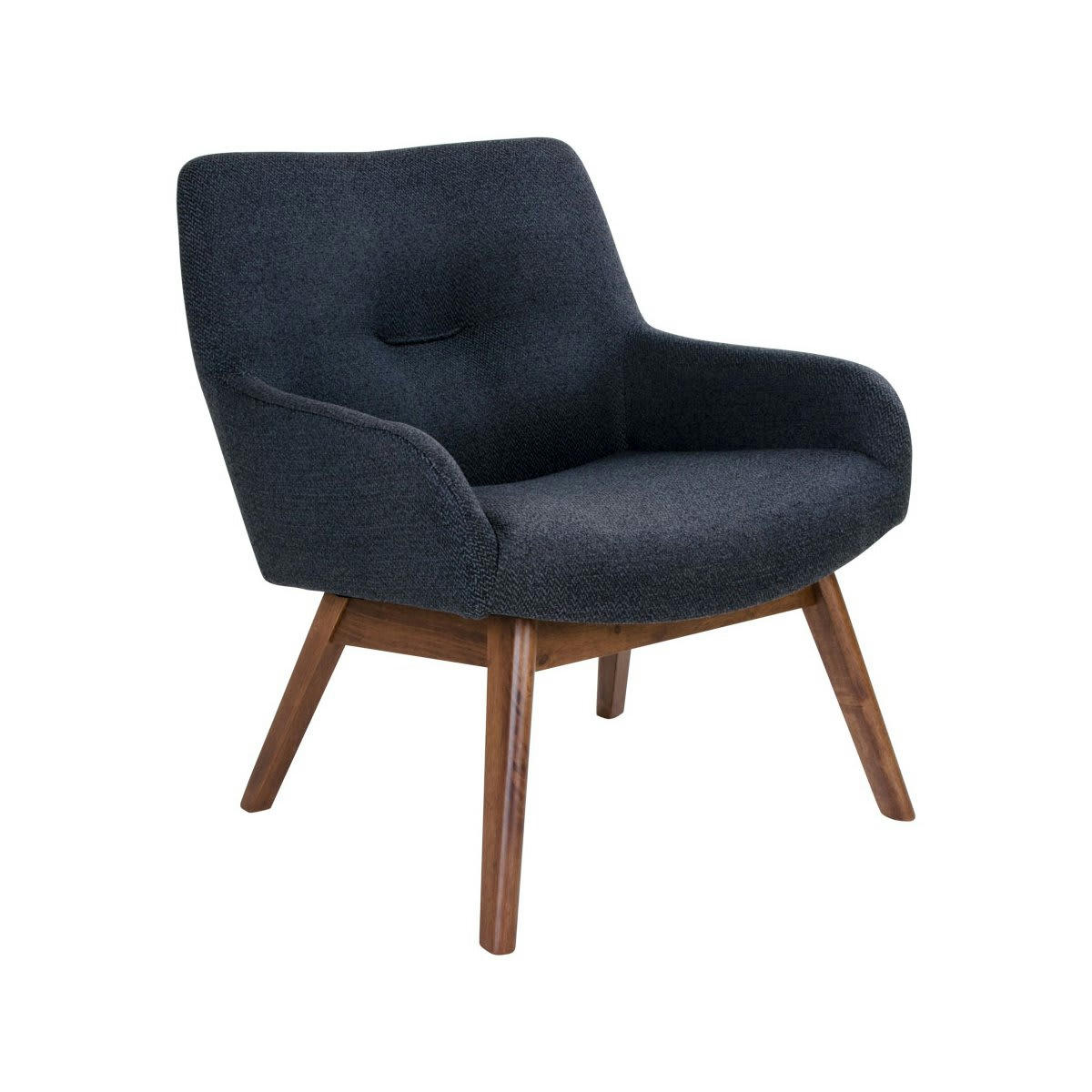 HARMANCE - Fauteuil lounge en tissu pieds bois gris foncé