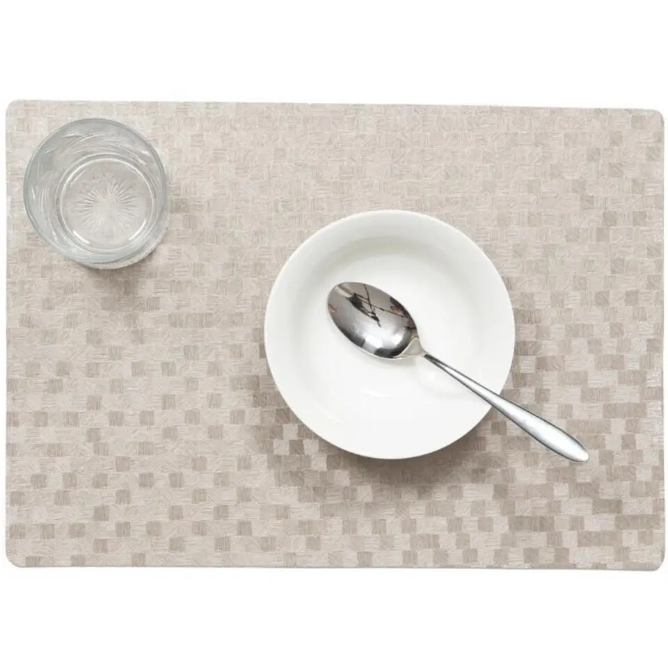 Wicotex tafel placemats Stones - 4x - PVC - taupe - 30 x 43 cm
