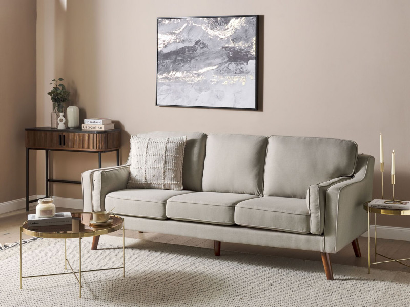 Sofa kanapa trzyosobowa tapicerowana beżowa