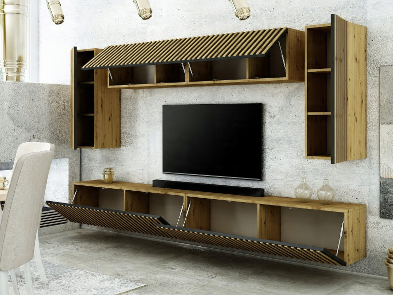 Mebloscianka Loft Z Lamelami Zestaw Trend-5 Dab Artisan