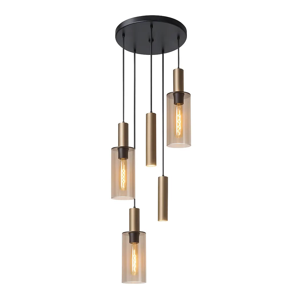 Highlight hanglamp Perugia - 5 lichts - 45 x 160  cm - zwart brons