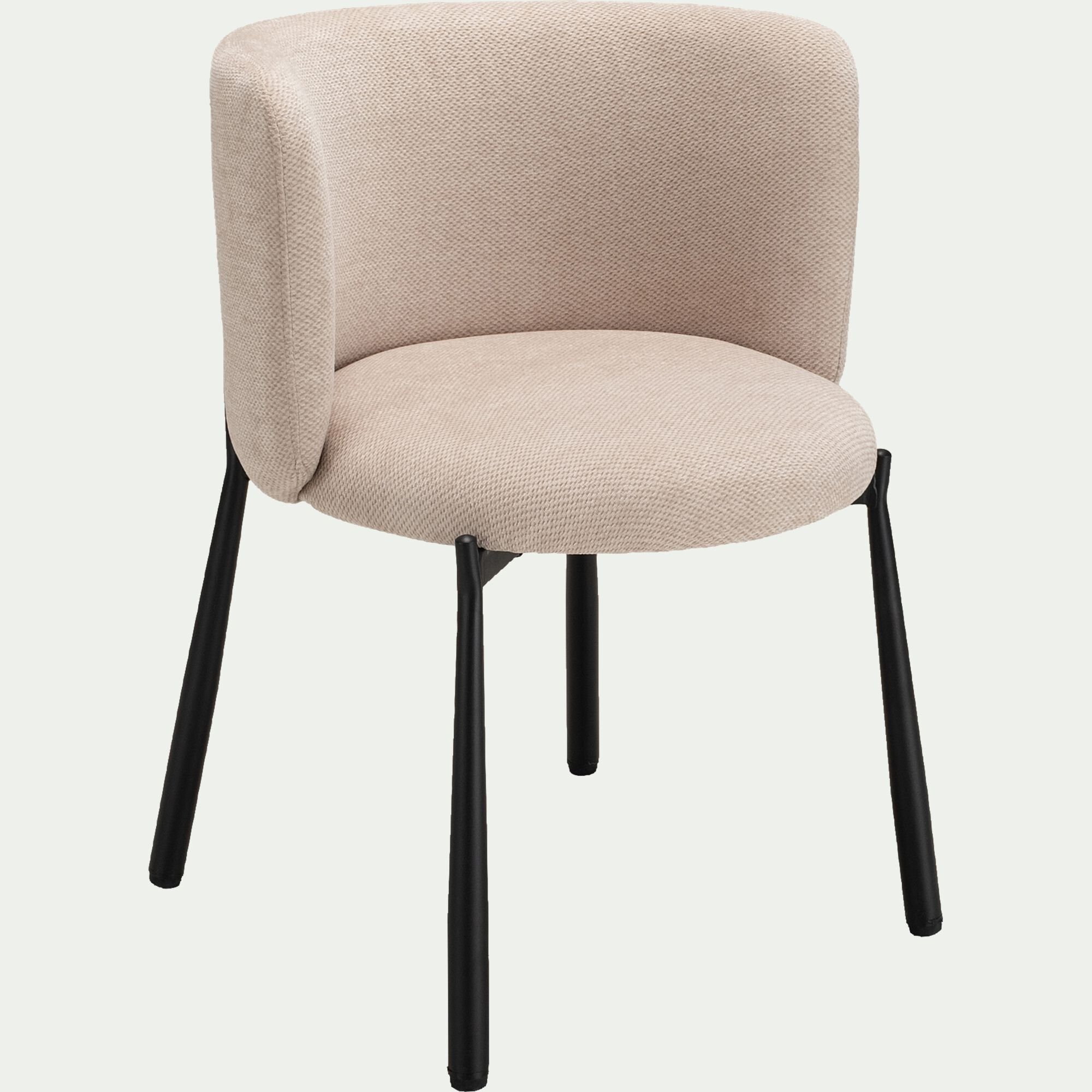 GINNY - Chaise de repas en tissu avec accoudoirs - beige