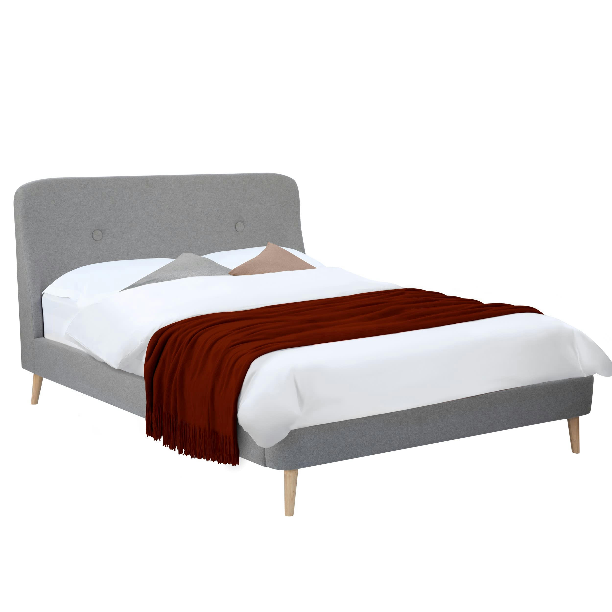 SIOUX - Lit double 160x200 cm en tissu gris