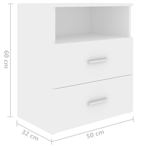 NNEVL Bed Cabinets 2 pcs White 50x32x60 cm