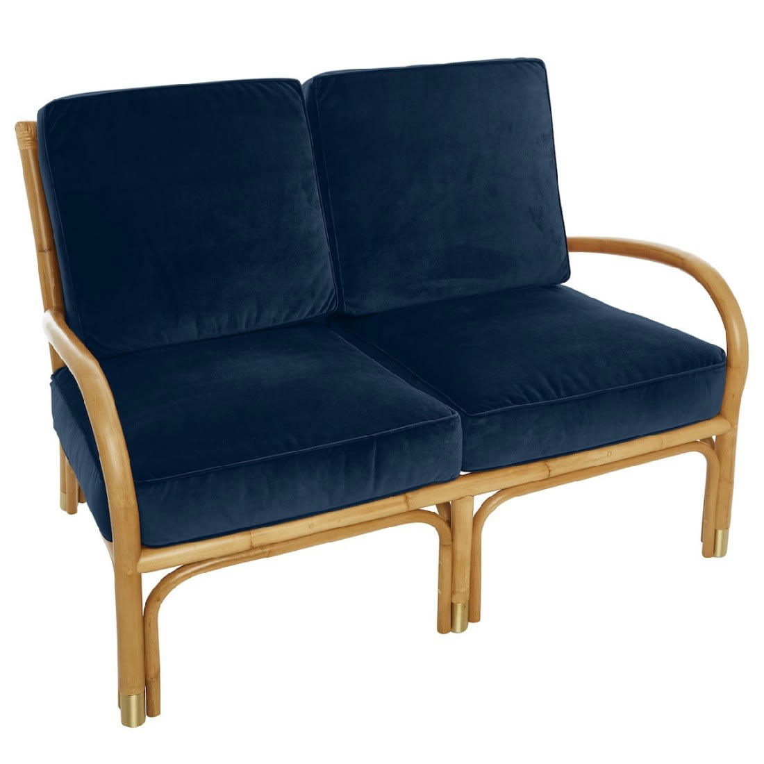 RIVIERA - Canapé 2 places rotin et velours