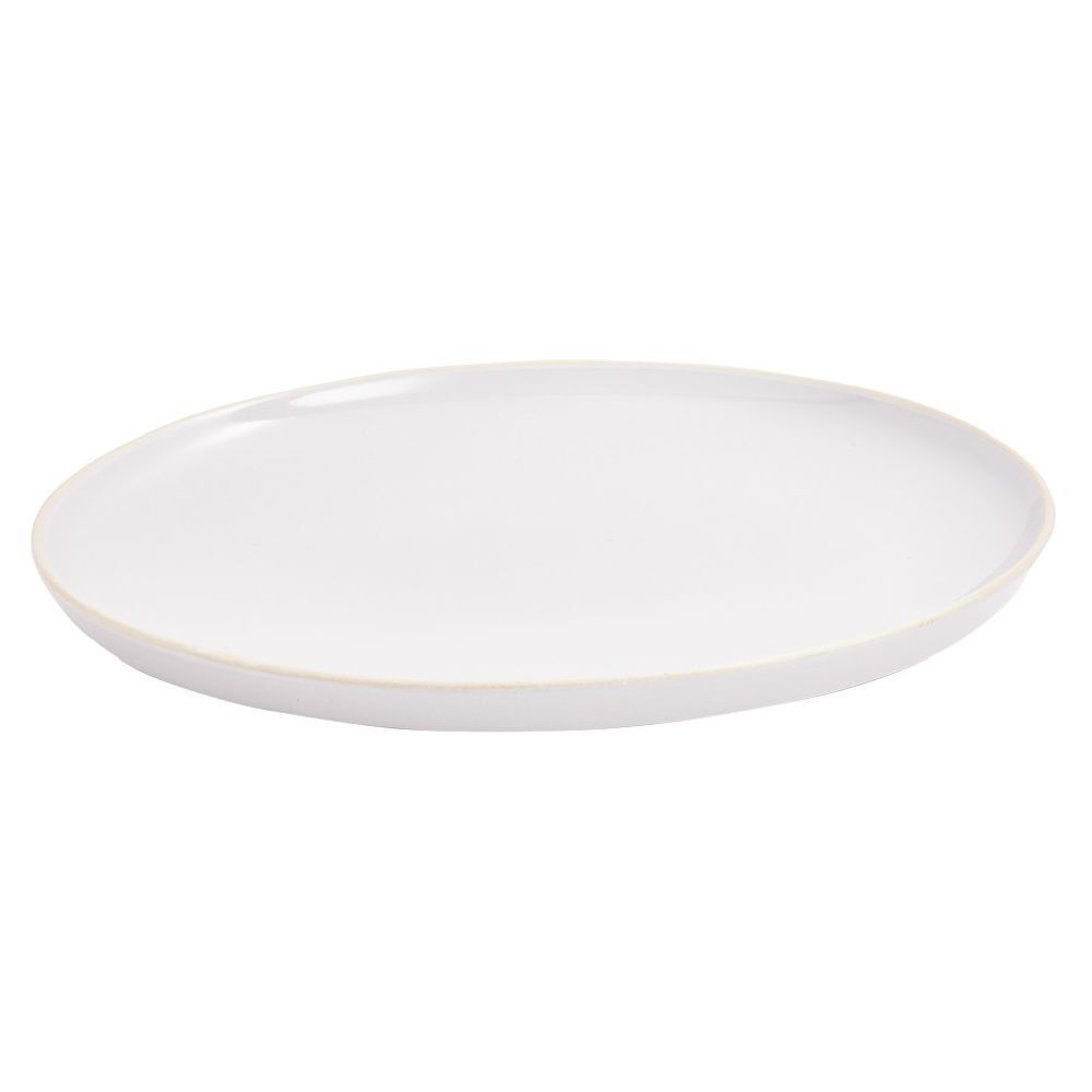 Assiette plate faïence gris bord liseré crème Ø27cm