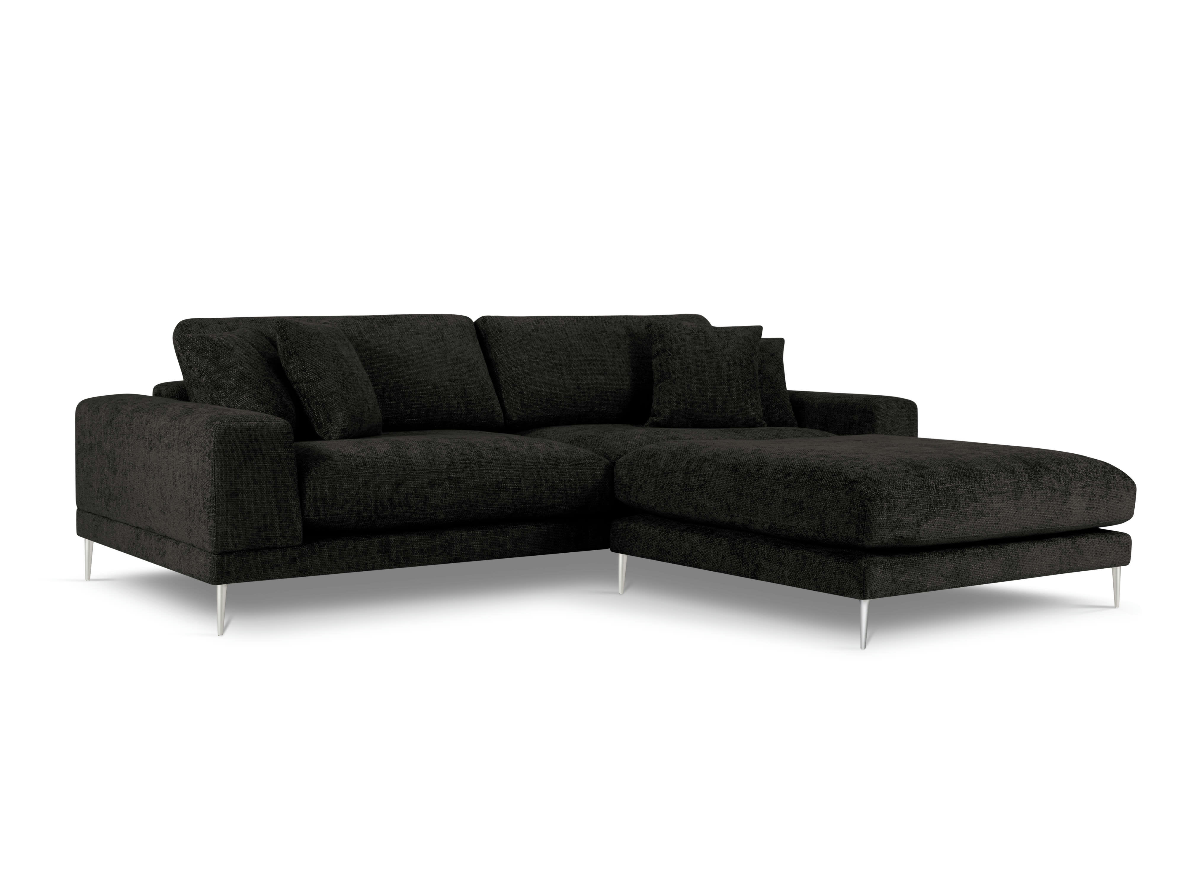 JOG - Canapé d'angle droit 5 places en tissu structuré gris foncé