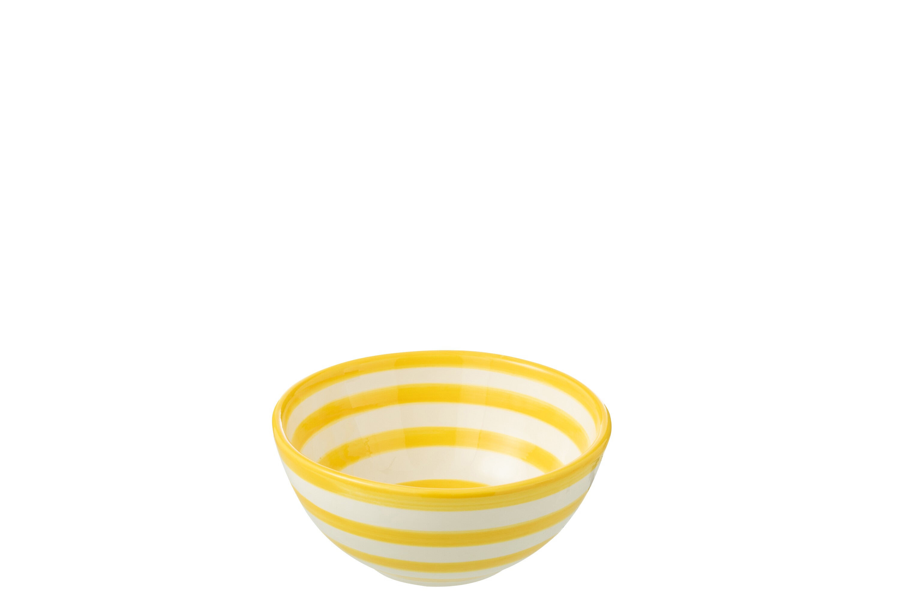 J-Line kom Granada Stripes High - keramiek - wit geel - smal