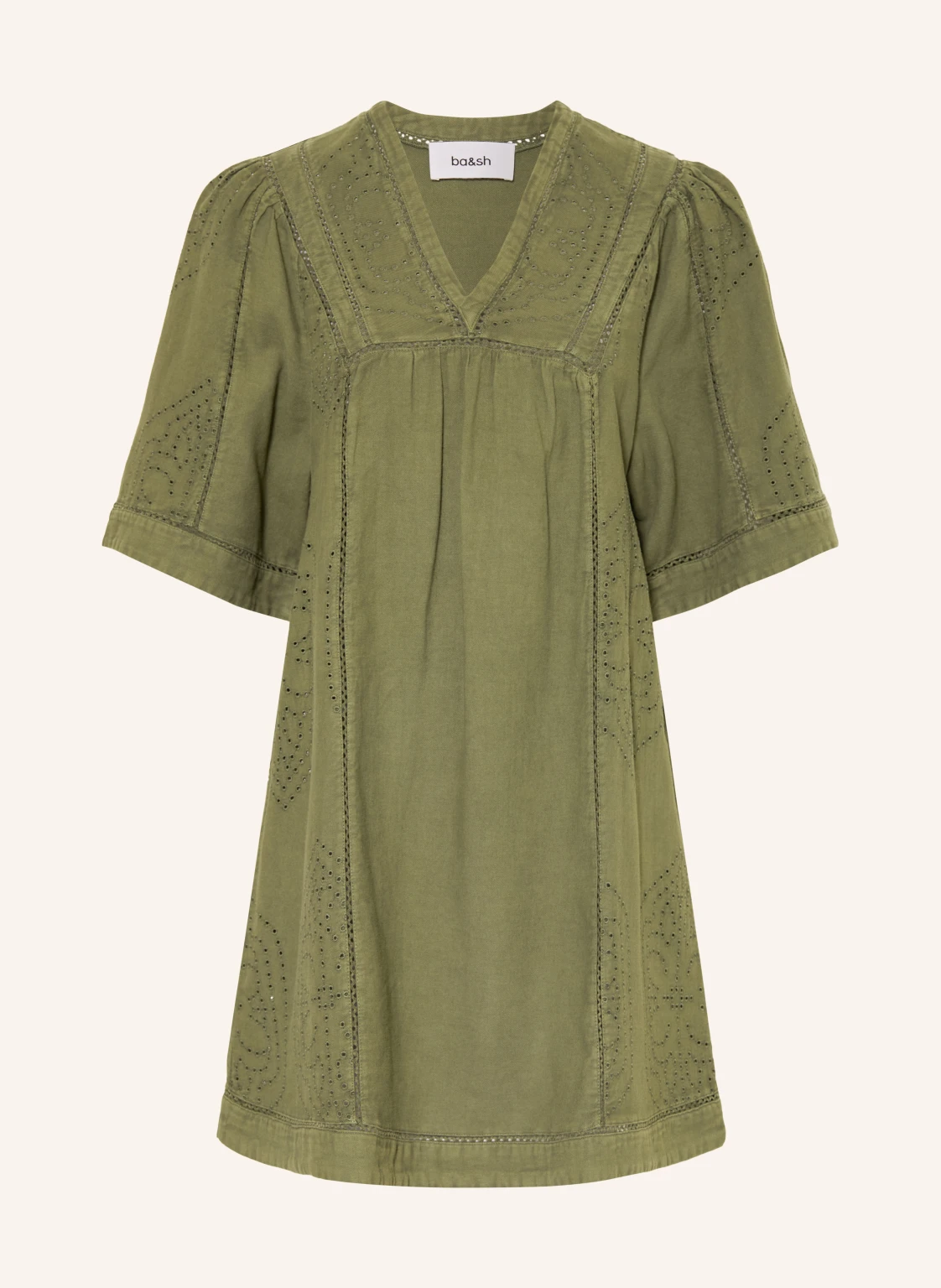 ba&sh Kleid GINA mit 3/4-Arm und Lochspitze