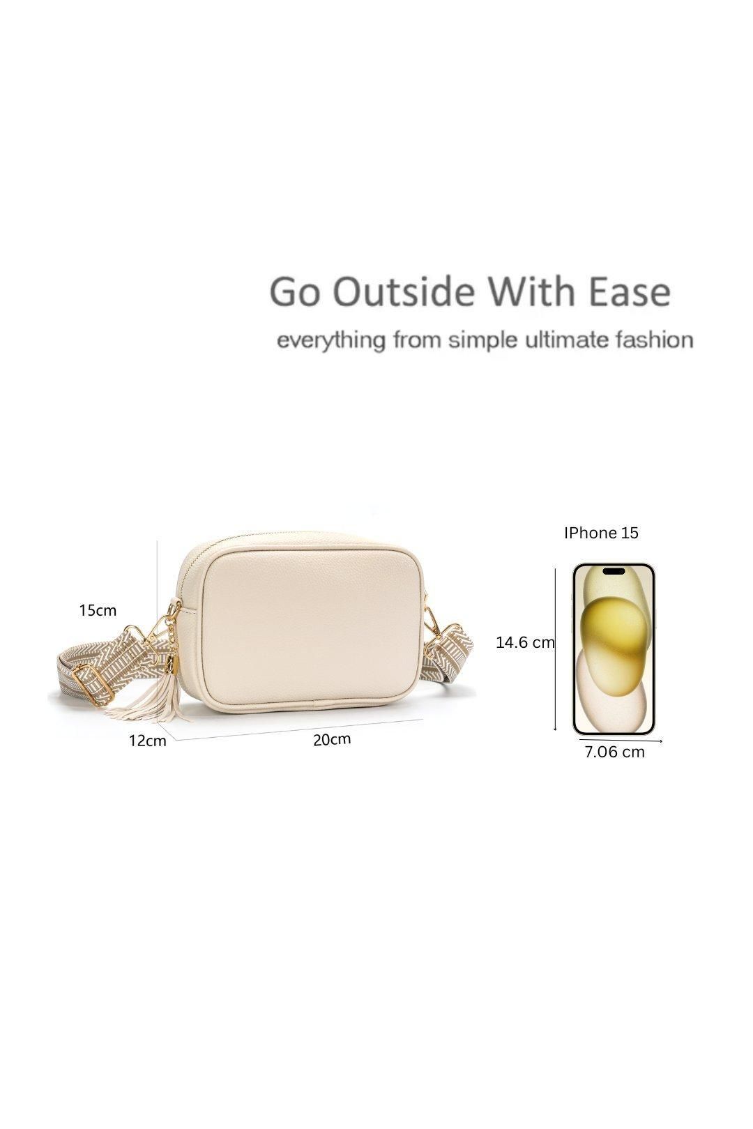 Kitise Small Tassel Crossbody Bag Canvas Stap