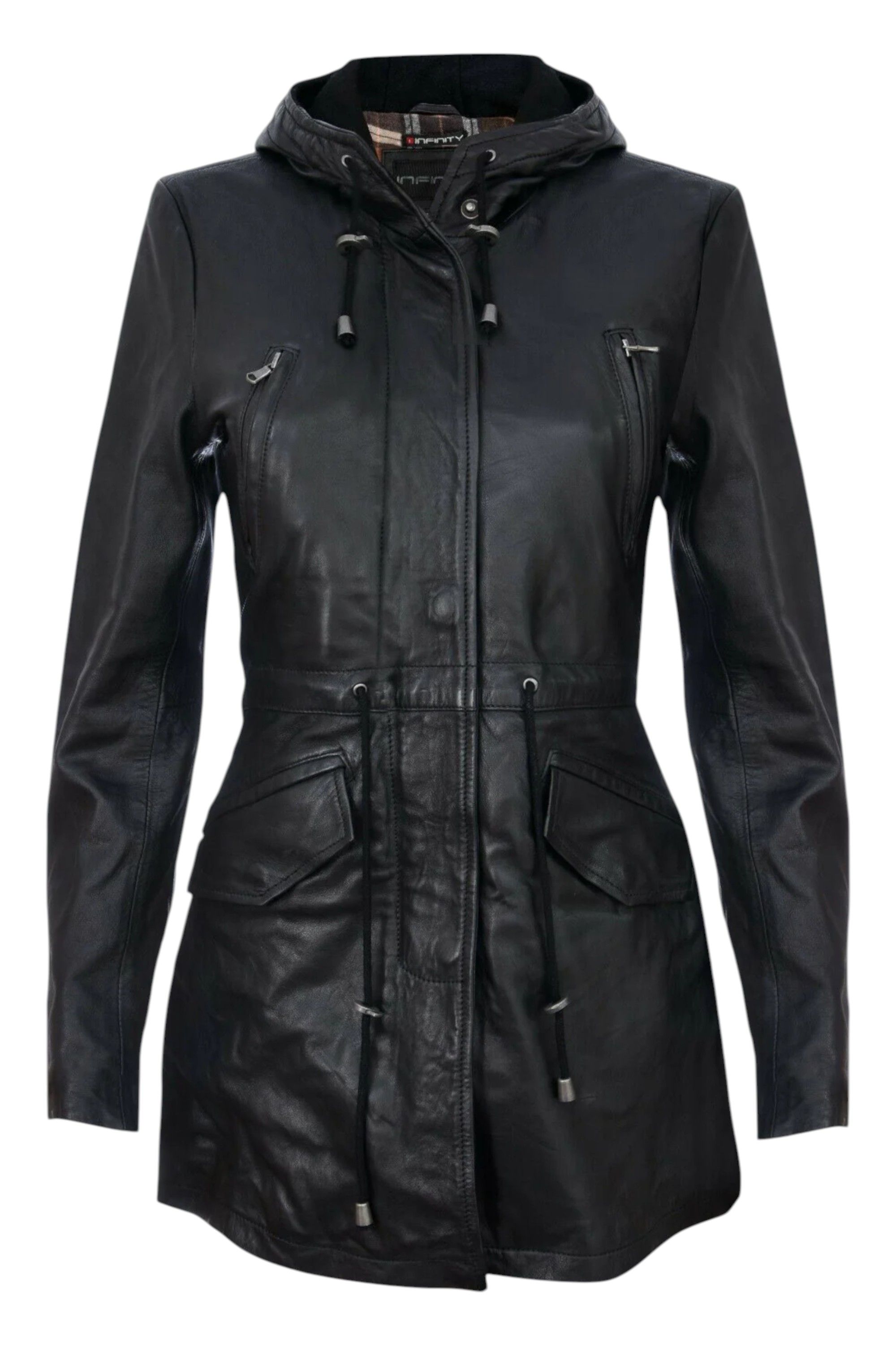 Infinity Leather Leather Hooded Parka Jacket-Cairns