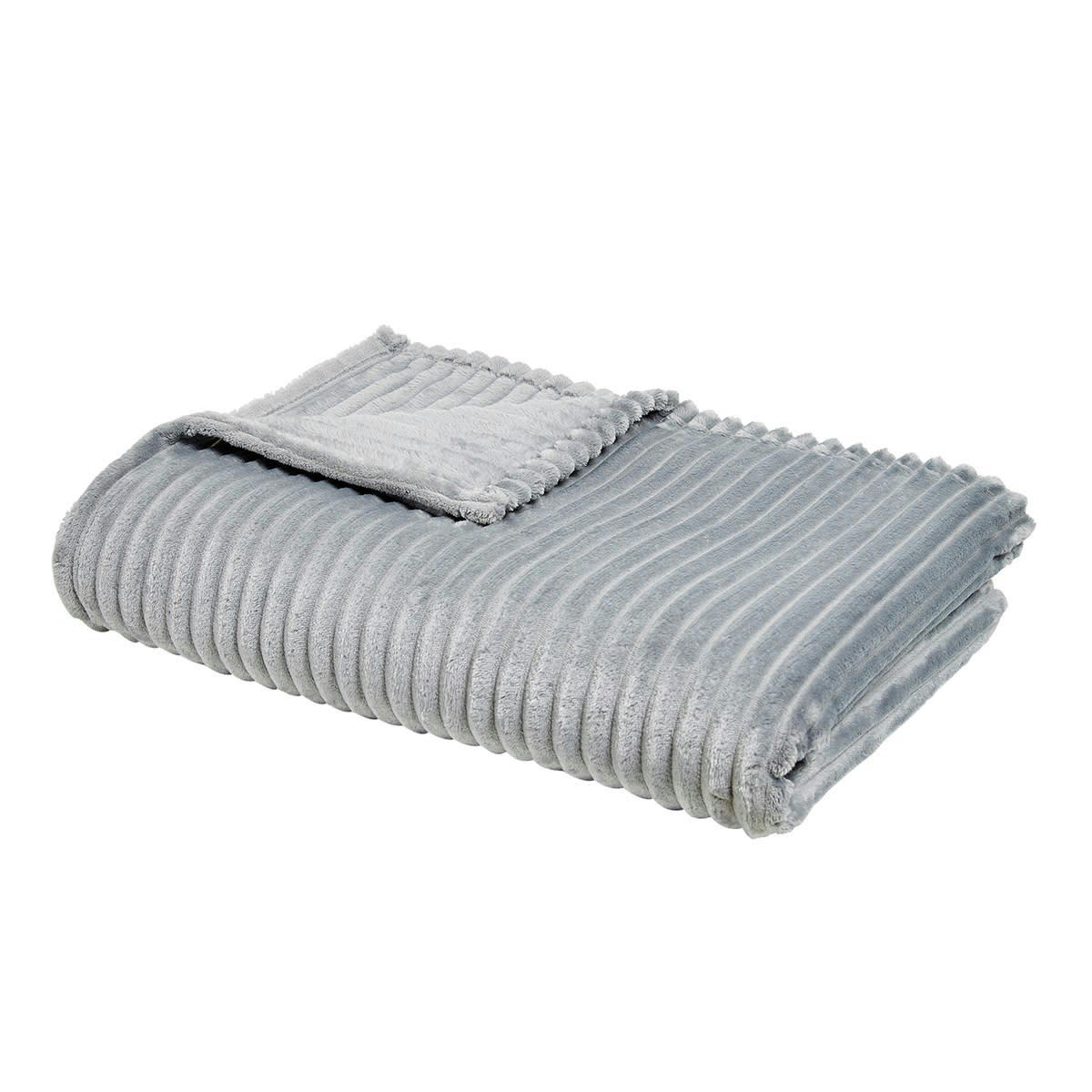 ESSENTIAL - Plaid cotelé uni en Polyester Gris 150X200 cm