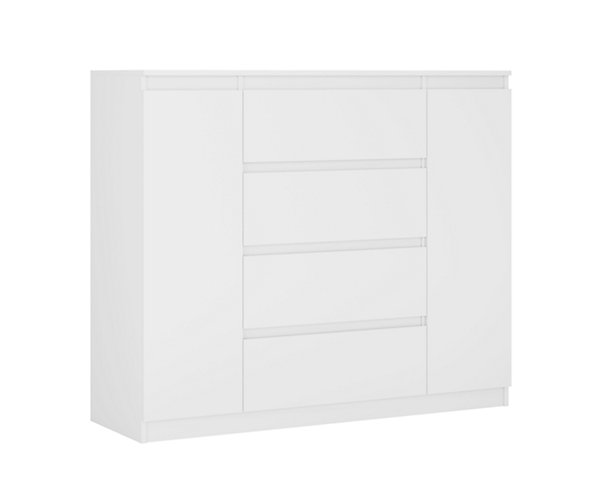 Commode, blanc, 120 x 39 x 101 cm, 2 Portes, 4 Tiroirs, 2 Portes, 4 Tiroirs