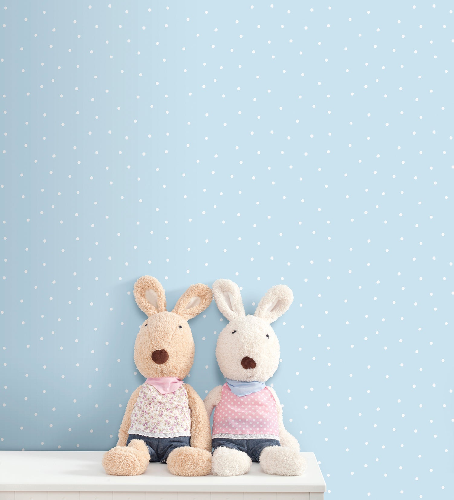 Sanders & Sanders behang stippen blauw en wit - 53 cm x 10 m - 640462