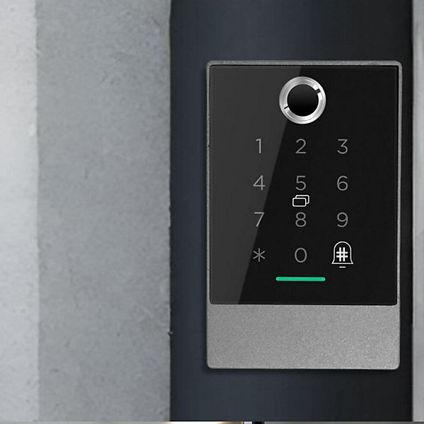 Lecteur biométrique de contrôle d'accès connecté locky-7d avec boitier métal à empreinte, code, badge et bluetooth