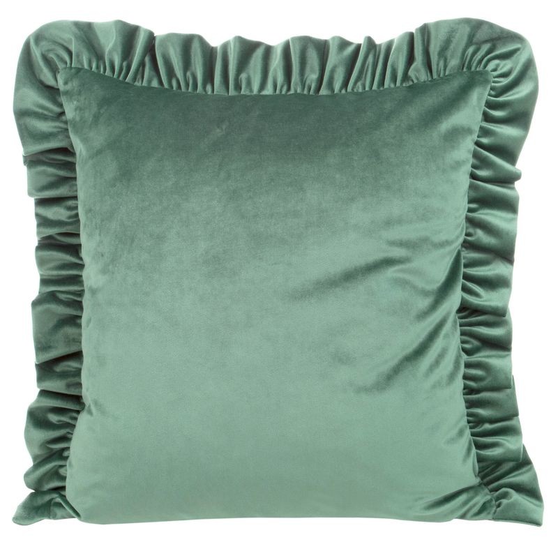 Poszewka 45x45 Velvet 25 miętowa falbana welurowa