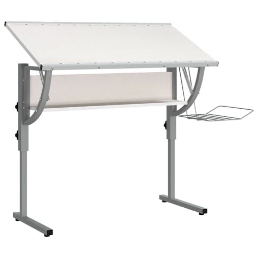 NNEVL Craft Desk White and Grey 110x53x(58-87) cm Engineered Wood and Steel
