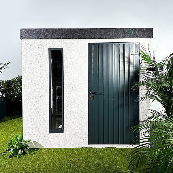 Abri de jardin en métal finition crépi 2500 x 3560 mm blanc