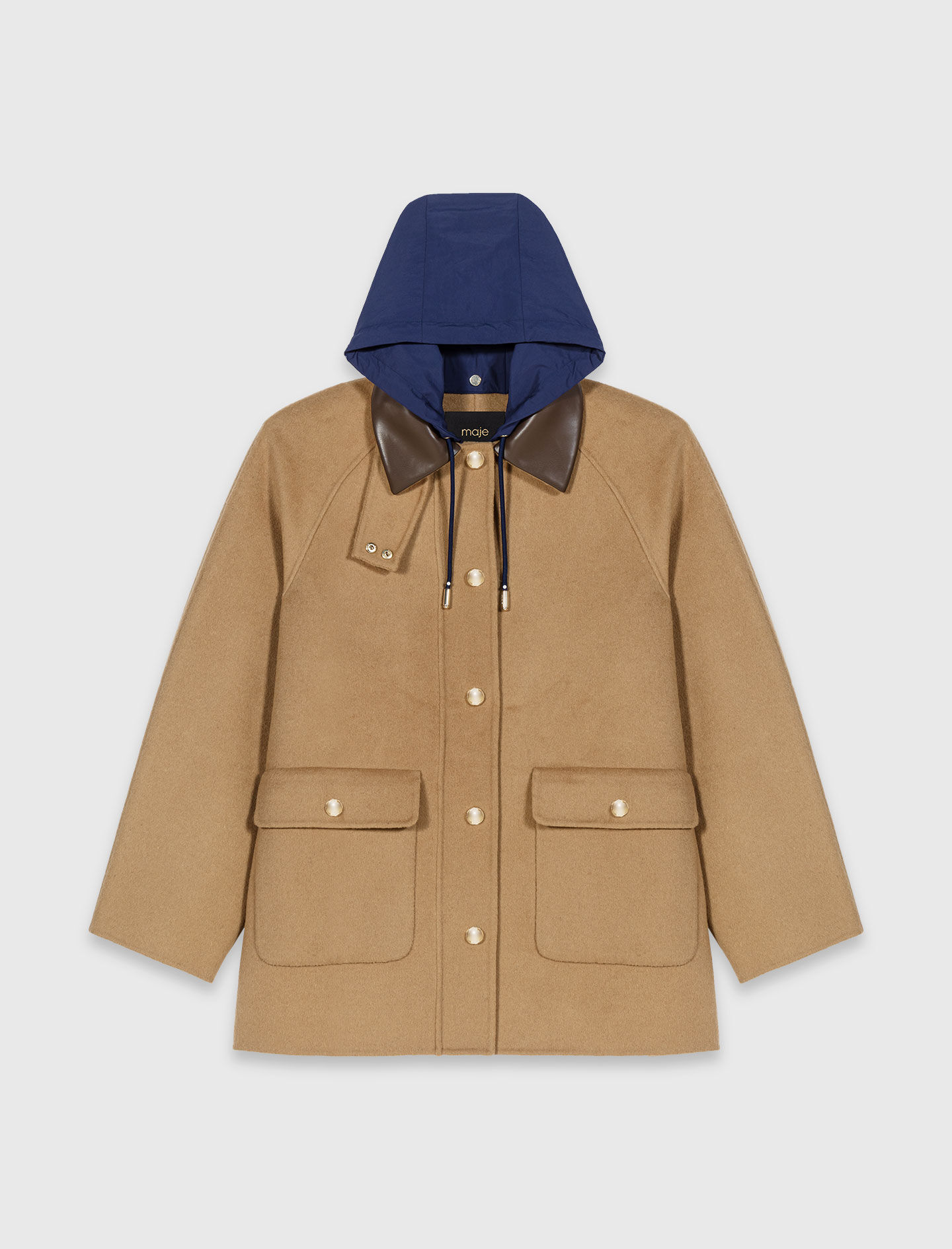 Manteau en laine à capuche amovible