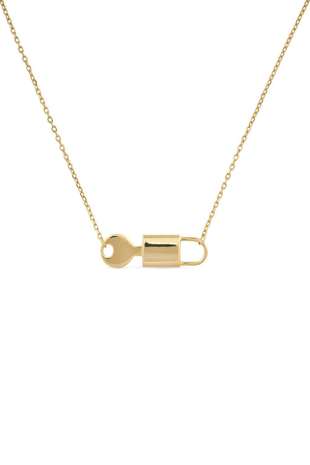 Elk & Bloom 14K Gold Plated Silver Lock & Key Necklace