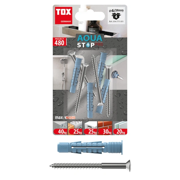 »AQUASTOP«, HDPolyethylen (PE), 4 Stück, ØxL: 6 x 38 mm